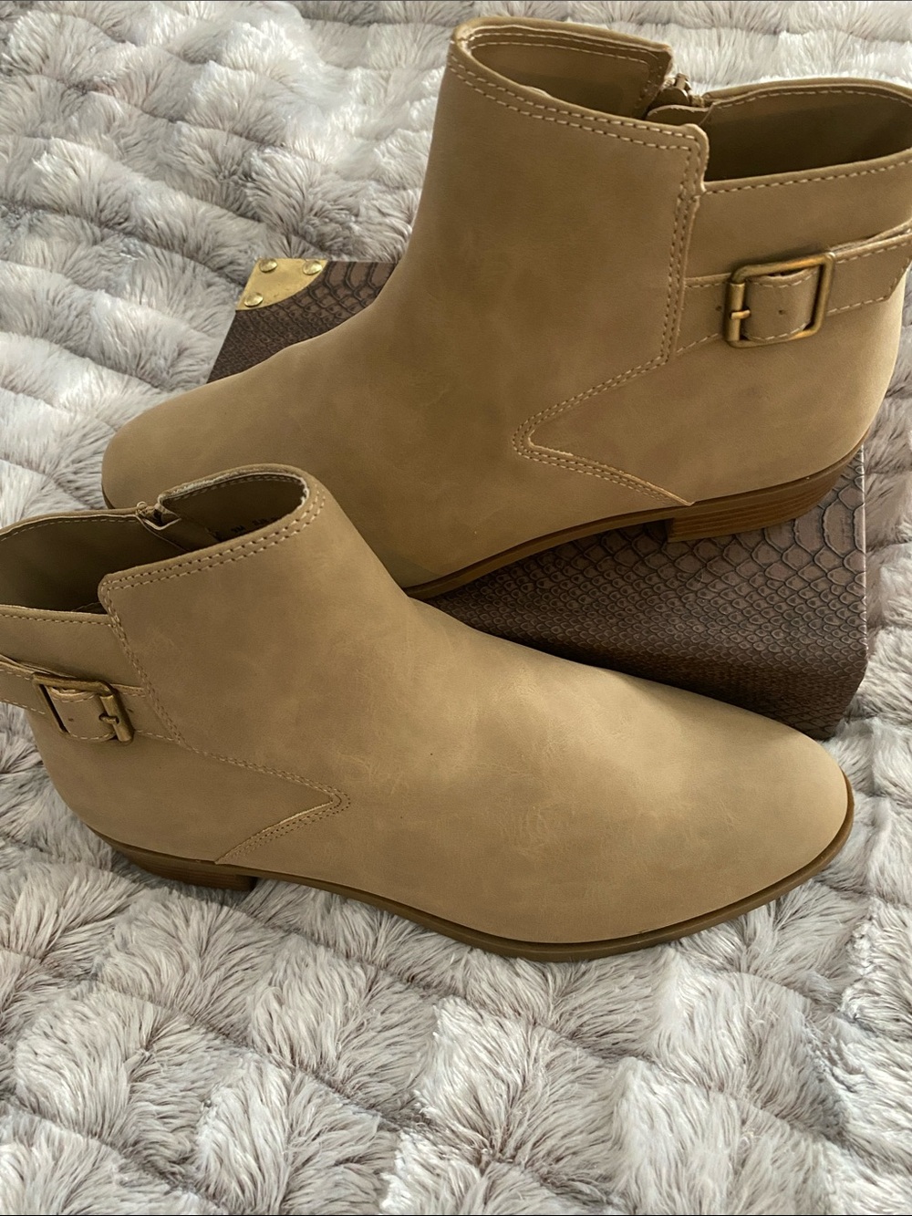 St. John's Bay Taupe Ankle Booties with Side Buckle